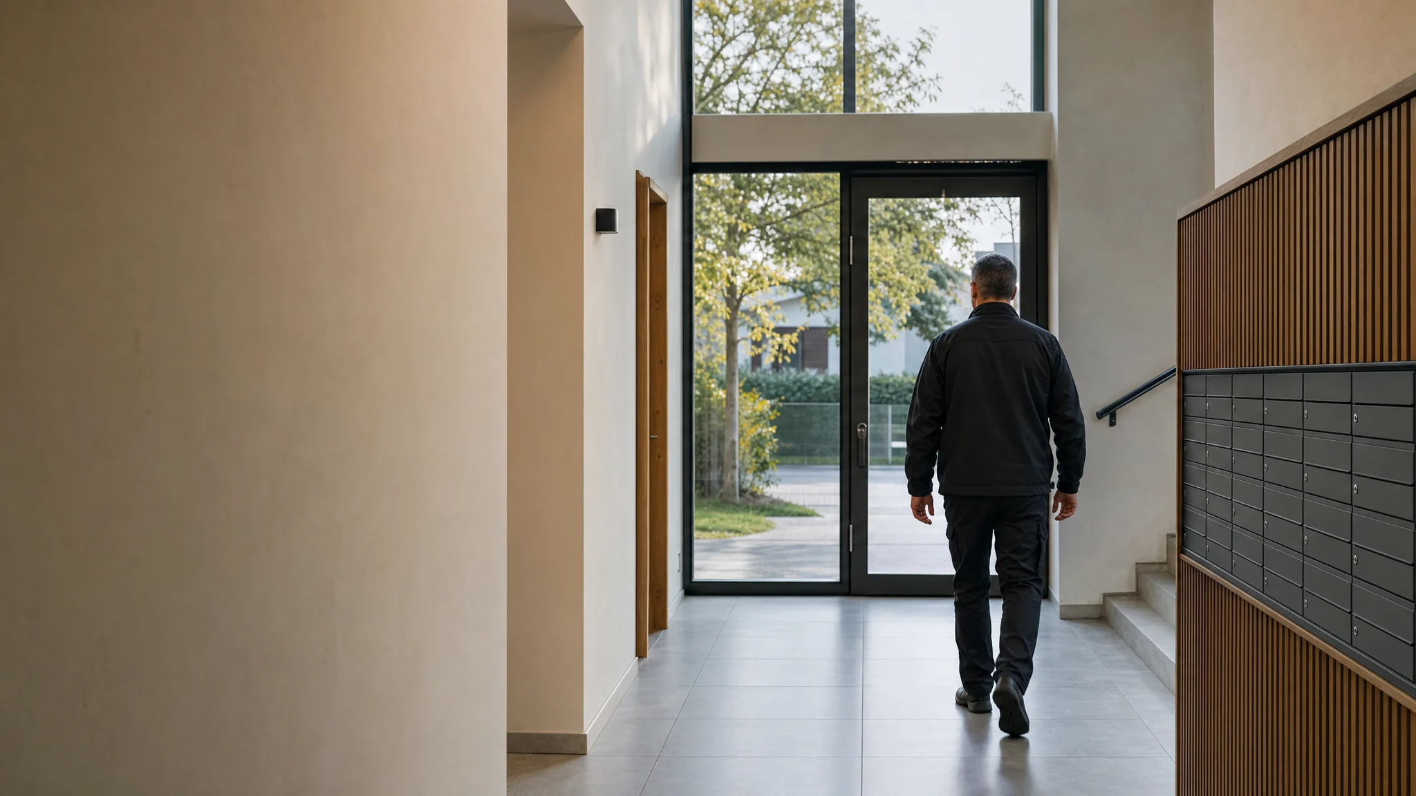 Gepflegter Hauseingang mit Briefkastenanlage, betreut von Aliu Hausmeisterei